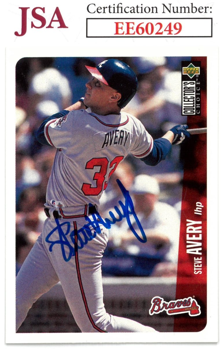 Steve Avery signed 1996 Upper Deck Collector's Choice Baseball On Card Auto- JSA