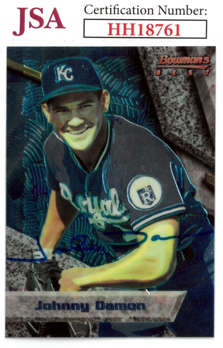 Johnny Damon signed 1994 Bowman's Best Baseball Rookie On Card Auto (RC) #41-JSA