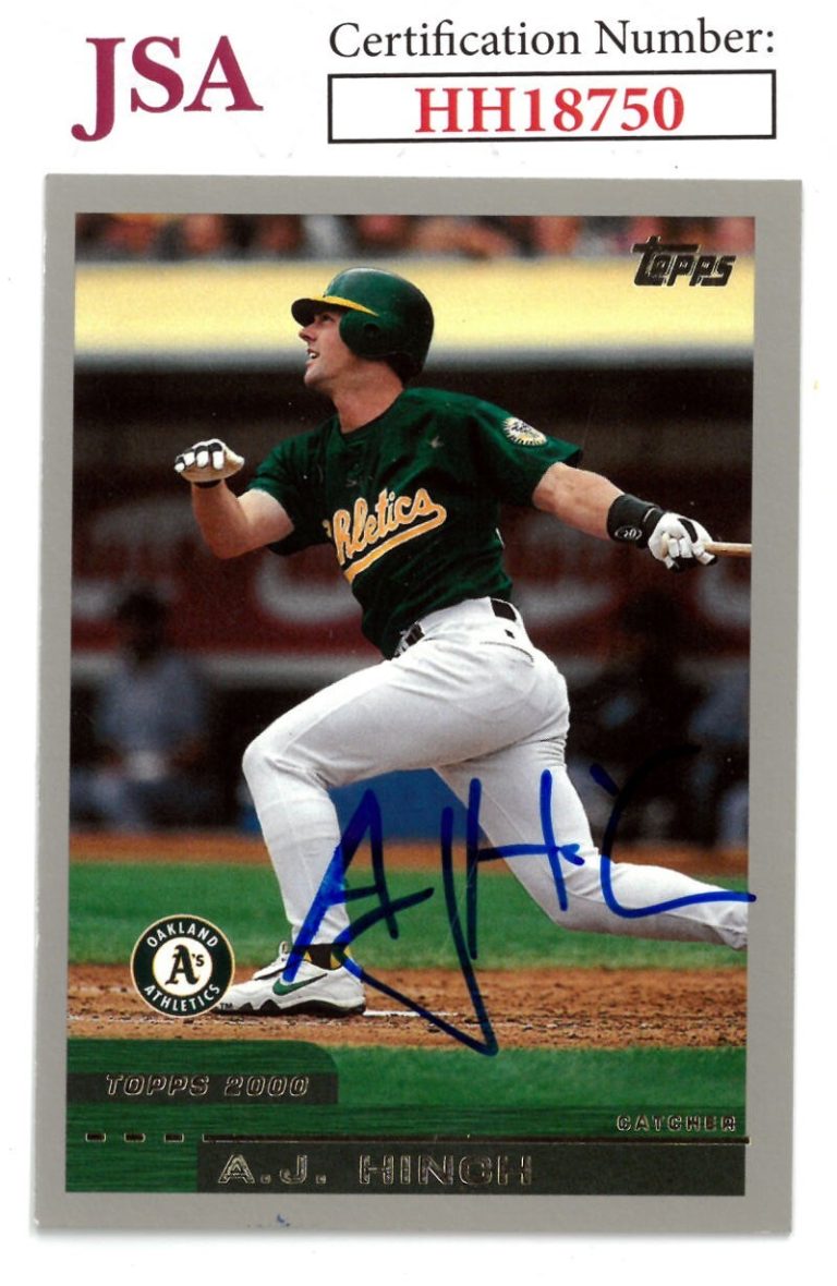 AJ (A.J.) Hinch signed 2000 Topps Baseball On Card Auto #349- JSA