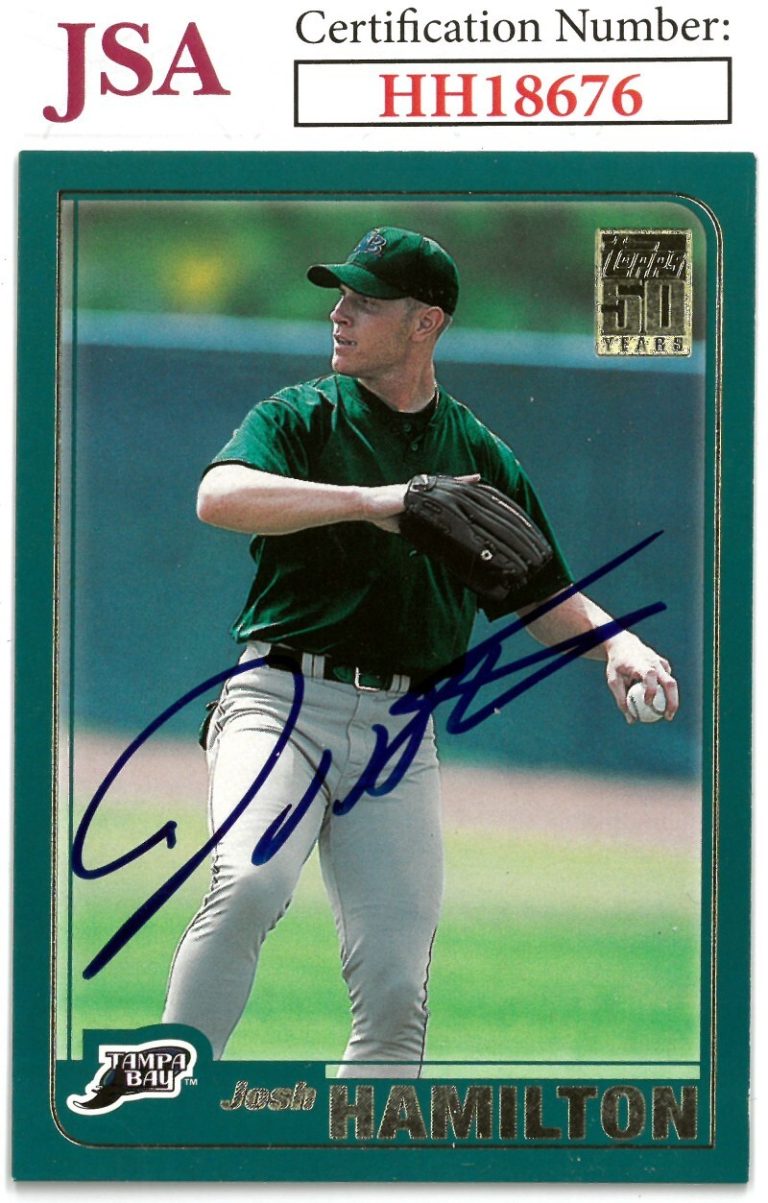 Josh Hamilton signed 2001 Topps Traded Baseball Rookie RC On Card Auto #T172 JSA