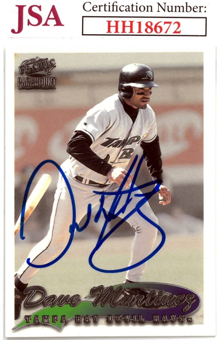 Dave Martinez signed 1999 Pacific Paramount Baseball On Card Auto #227 Rays- JSA