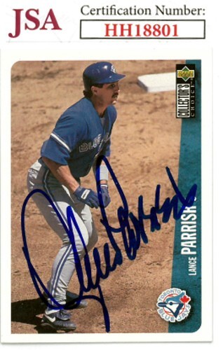 Lance Parrish signed 1995 Upper Deck Collector's Choice On Card Auto #349- JSA
