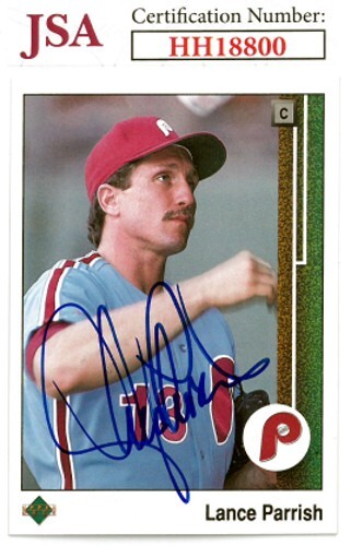 Lance Parrish signed 1989 Upper Deck Baseball On Card Auto #431- JSA