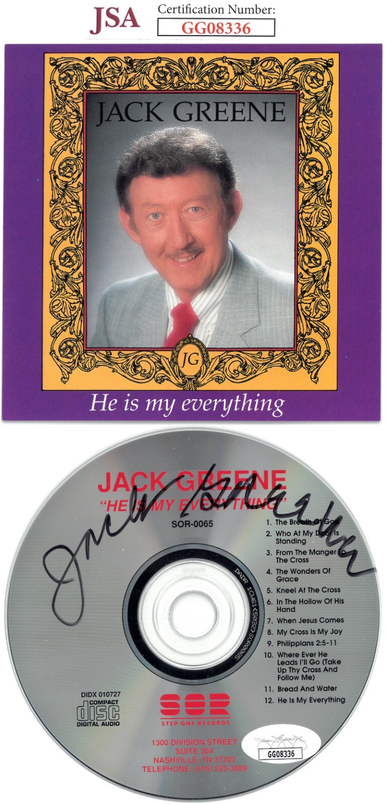 Jack Greene signed 1991 He Is My Everything CD w/Album Cover & Case - JSA