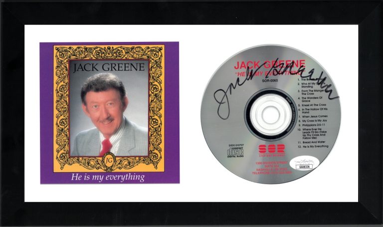 Jack Greene signed 1991 He is my everything CD w/Album Cover Framed 6.5