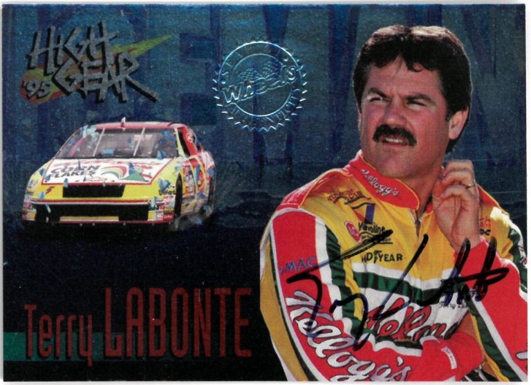 Terry Labonte signed 1995 High Gear/Wheels Authentic NASCAR On Card Auto #TLS1