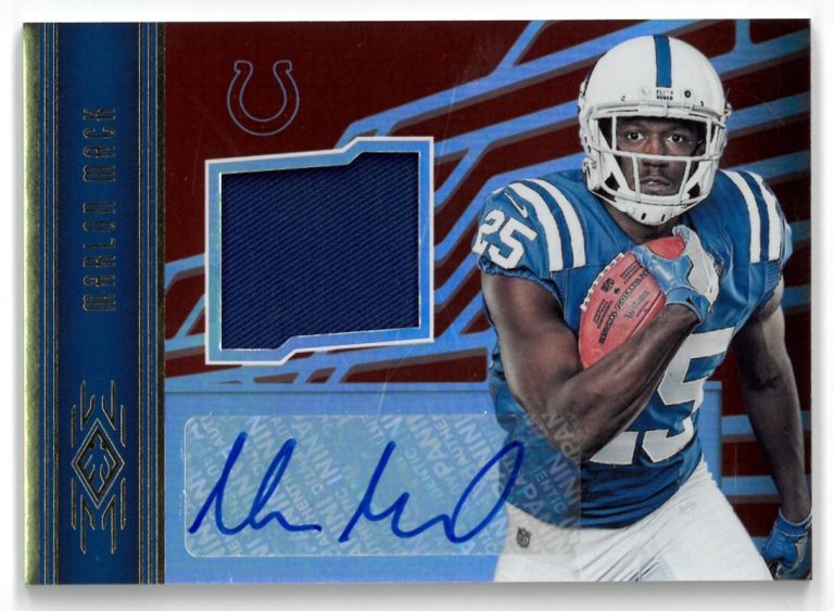 Marlon Mack signed 2017 Panini Phoenix RC RPA Auto/Patch Card (RC) #RAJ-MM 38/99