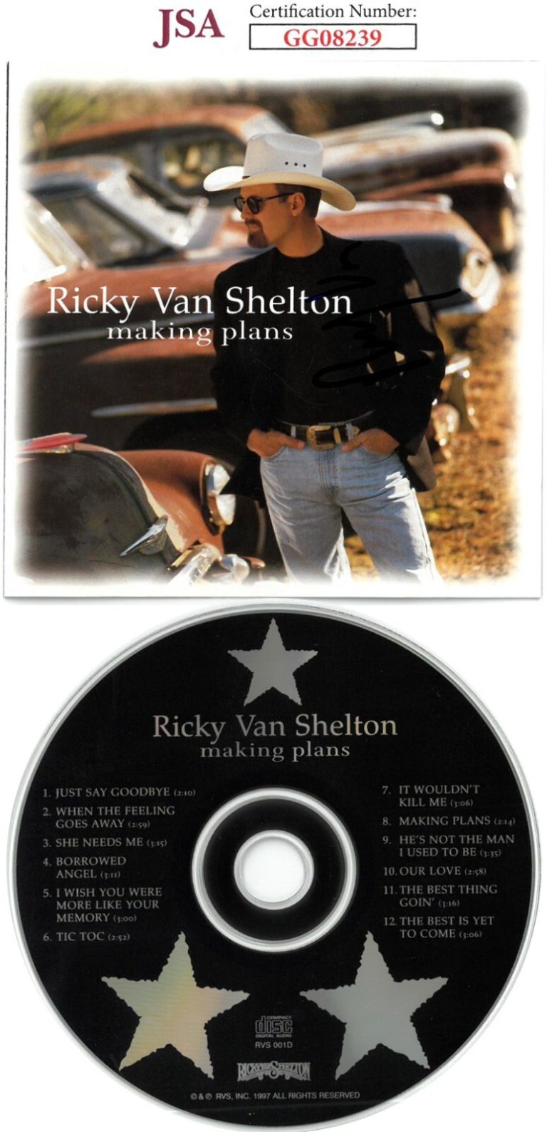 Ricky Van Shelton signed 1997 making plans Album Cover Booklet w/CD & Case- JSA