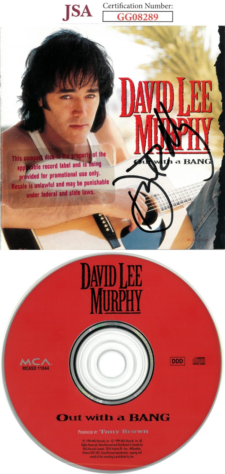 David Lee Murphy signed 1994 Out With a Bang Album Cover Booklet w/ CD- JSA