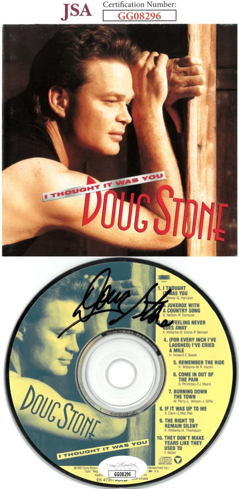 Doug Stone signed 1991 I Thought It Was You Album CD w/Cover Booklet & Case- JSA