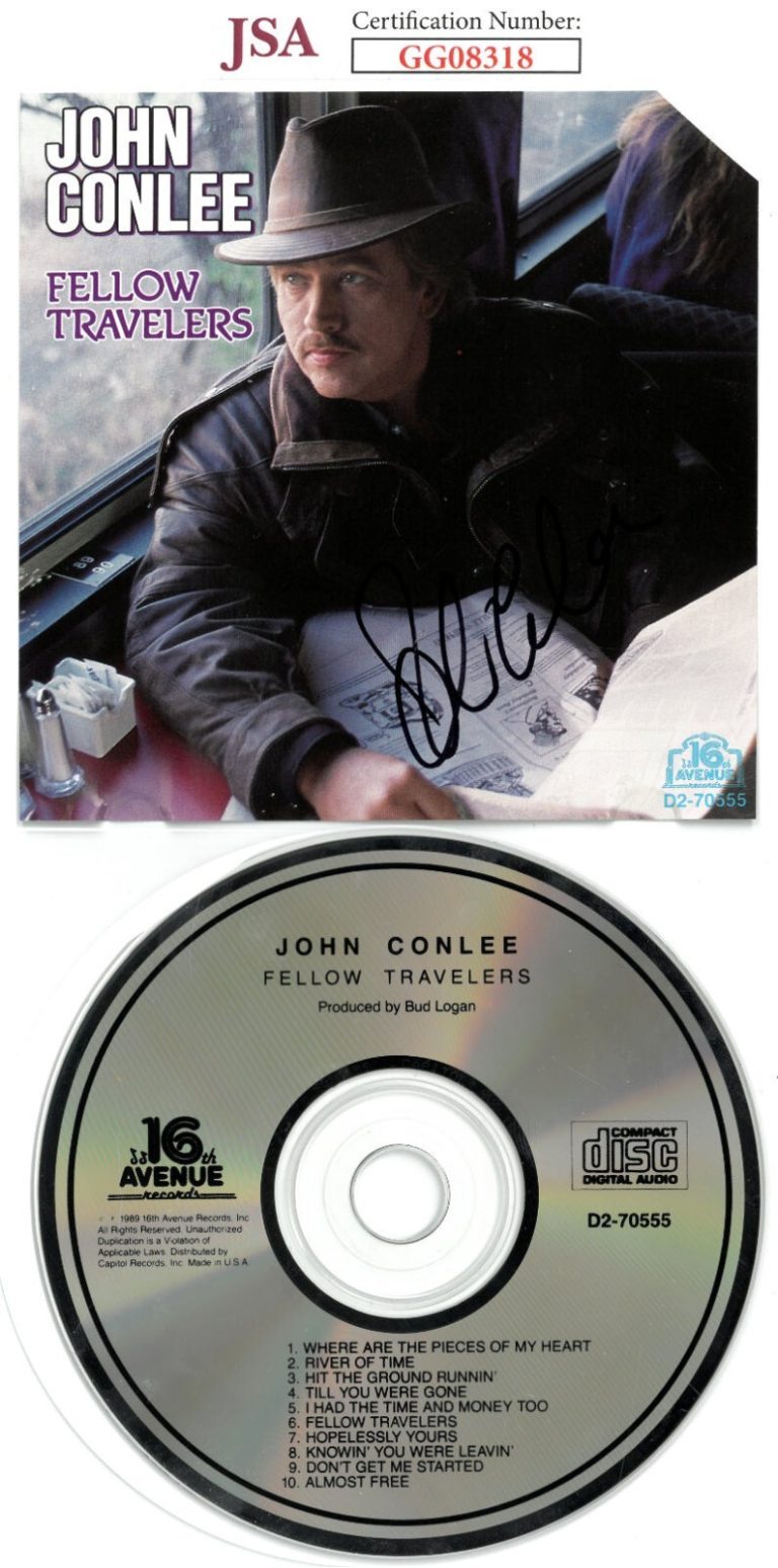 John Conlee signed 1989 Fellow Travelers Album Cover w/ CD & Case Imperfect- JSA