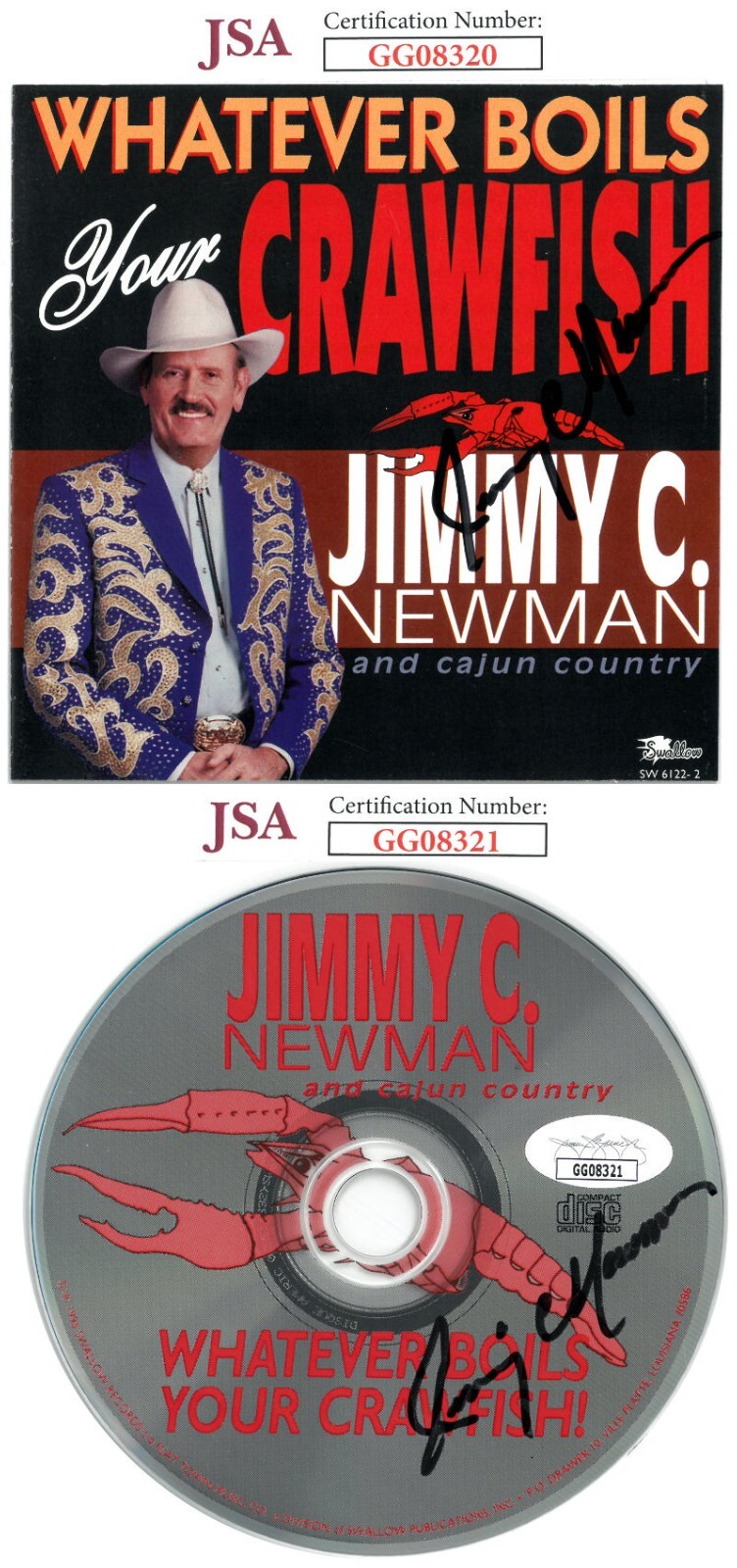 Jimmy C. Newman signed 1995 Whatever Boils Your Crawfish Album Cover/CD- JSA