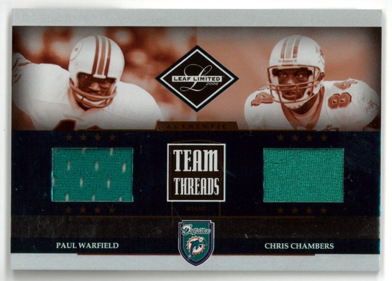 Paul Warfied & Chris Chambers 2006 Playoff Leaf Limited Team Threads Card #TTC-1