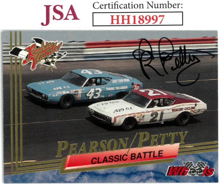 Richard Petty signed NASCAR 1993 Wheels Rookie Thunder On Card Auto #95- JSA