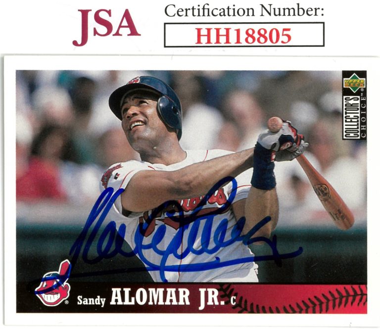 Sandy Alomar, Jr. signed 1997 Upper Deck Collectors Choice On Card Auto #93- JSA