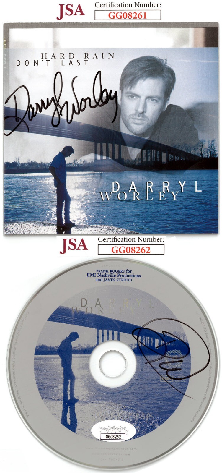 Darryl Worley signed 2000 Hard Rain Don't Last Album Cover/CD & Case- JSA