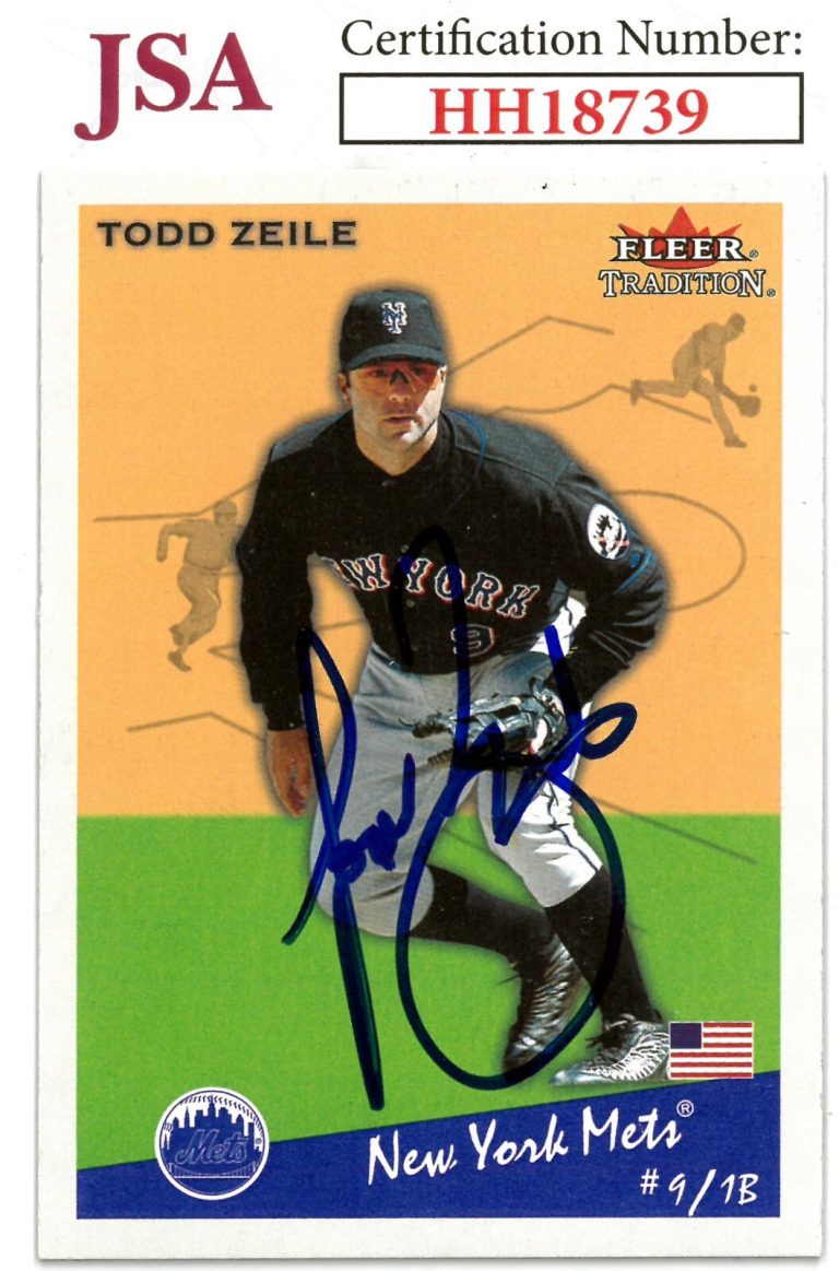 Todd Zeile signed 2002 Fleer Tradition Baseball On Card Auto #187- JSA #HH18739