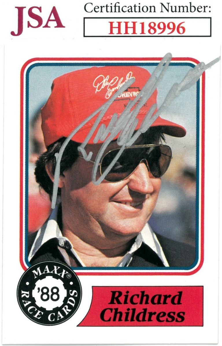Richard Childress signed NASCAR 1988 Maxx Charlotte Racing On Card Auto #29- JSA