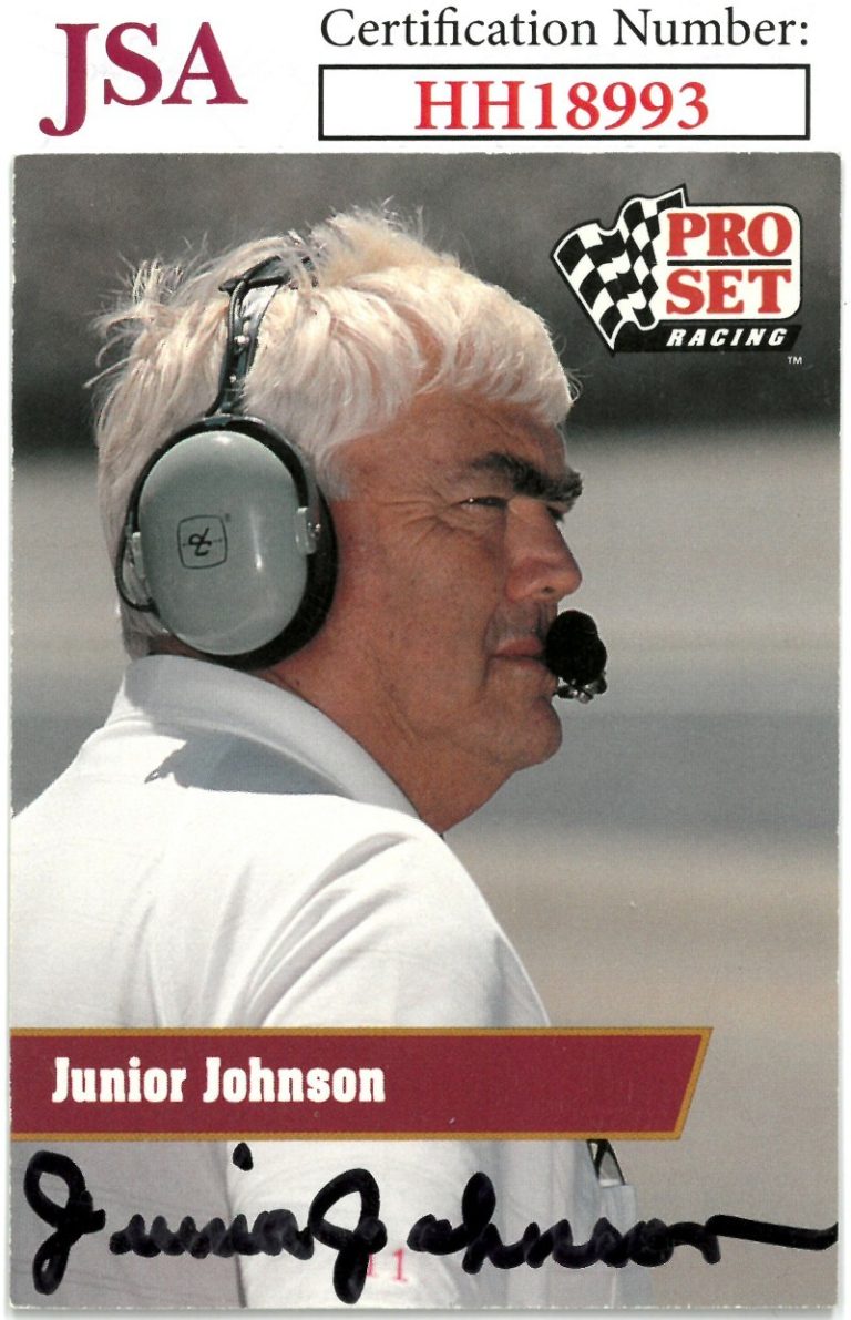 Junior Johnson signed NASCAR 1991 Pro Set Racing On Card Auto #45- JSA