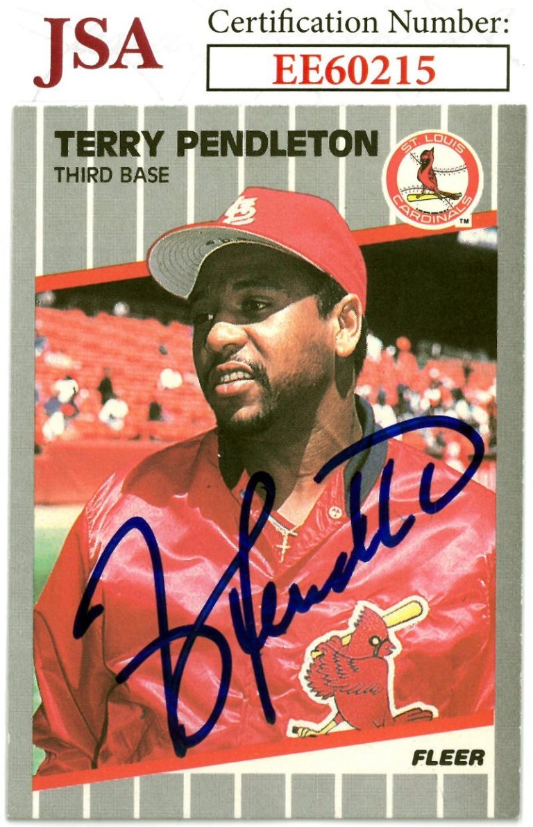 Terry Pendleton signed 1989 Fleer Baseball On Card Auto #461 Cardinals - JSA