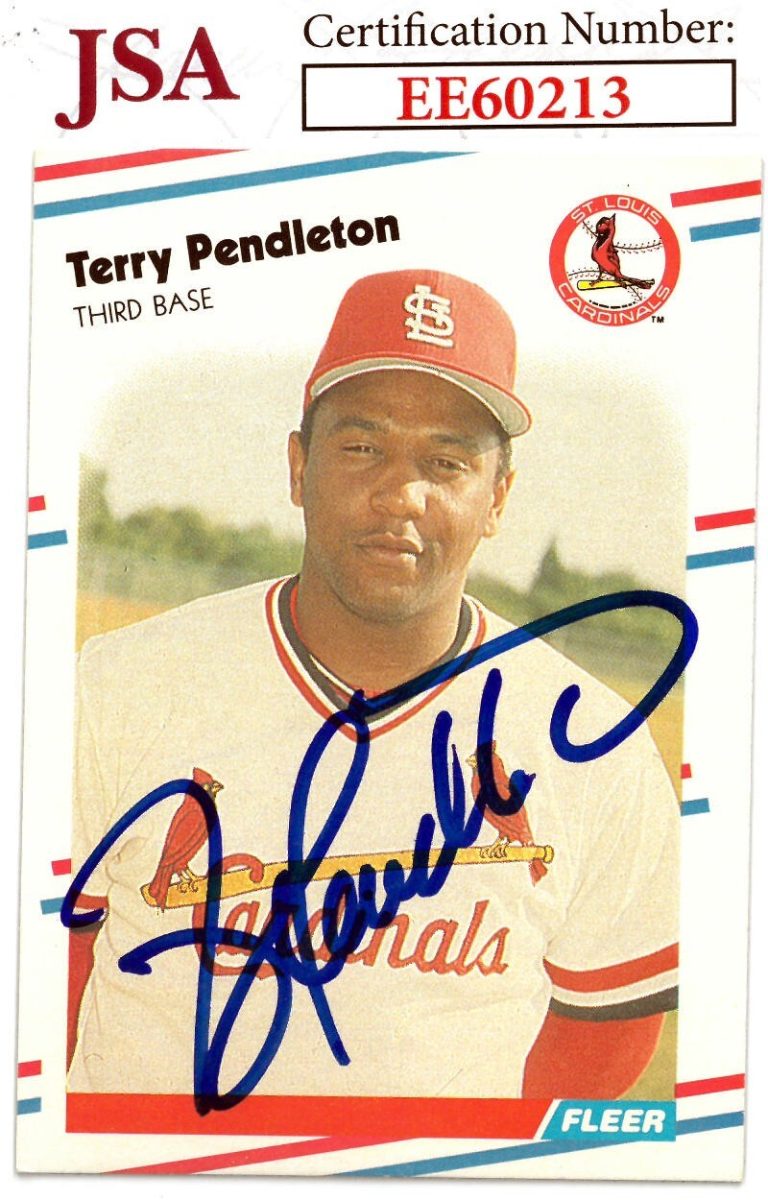 Terry Pendleton signed 1988 Fleer Baseball On Card Auto #46 Cardinals - JSA