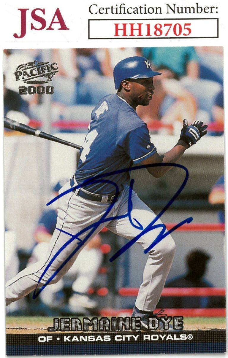 Jermaine Dye signed 1999 Pacific On Card Auto #204- JSA #HH18705