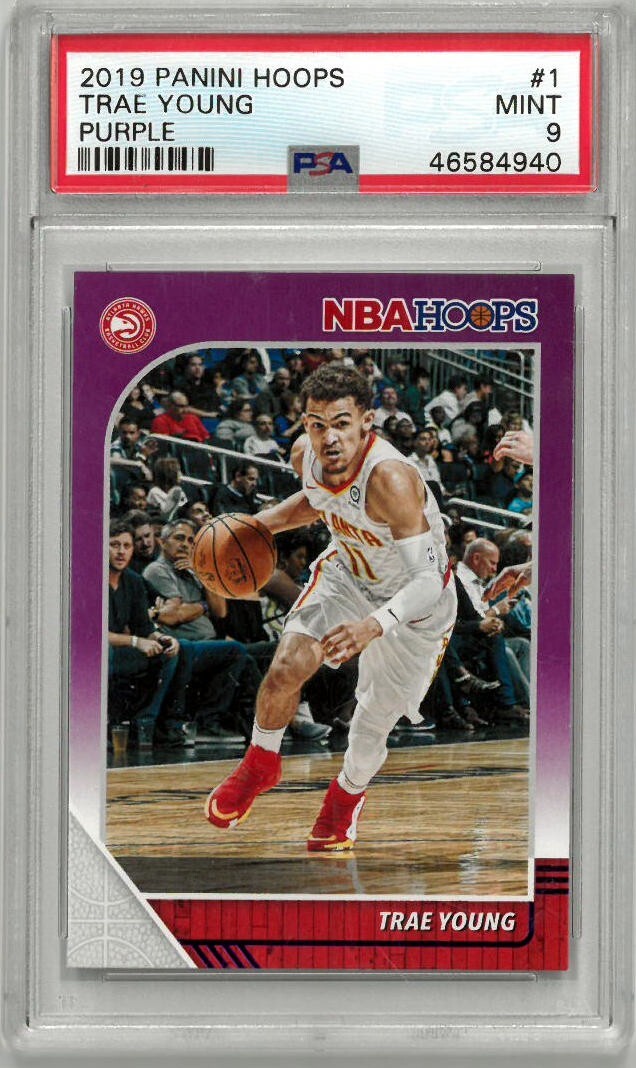Trae Young 2019-20 Panini NBA Hoops Purple Card #1- PSA Graded 9 Mint