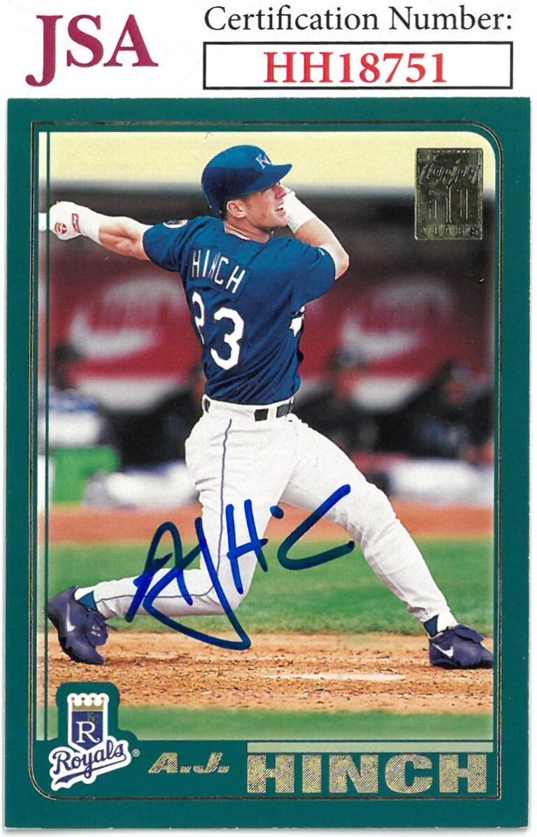 AJ (A.J.) Hinch signed 2001 Topps 50 Years Baseball On Card Auto #469- JSA #HH18