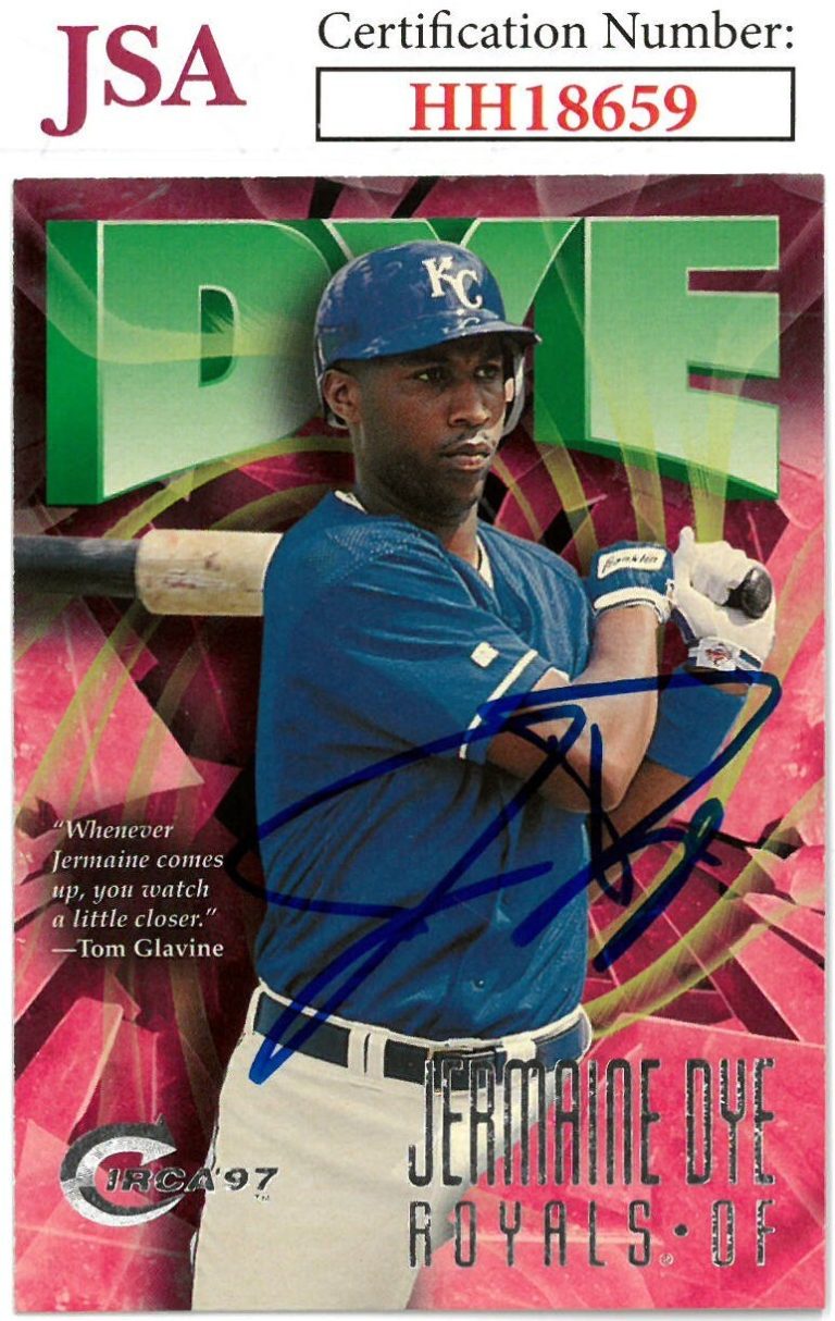 Jermaine Dye signed 1997 Circa Baseball On Card Auto #225- JSA #HH18659