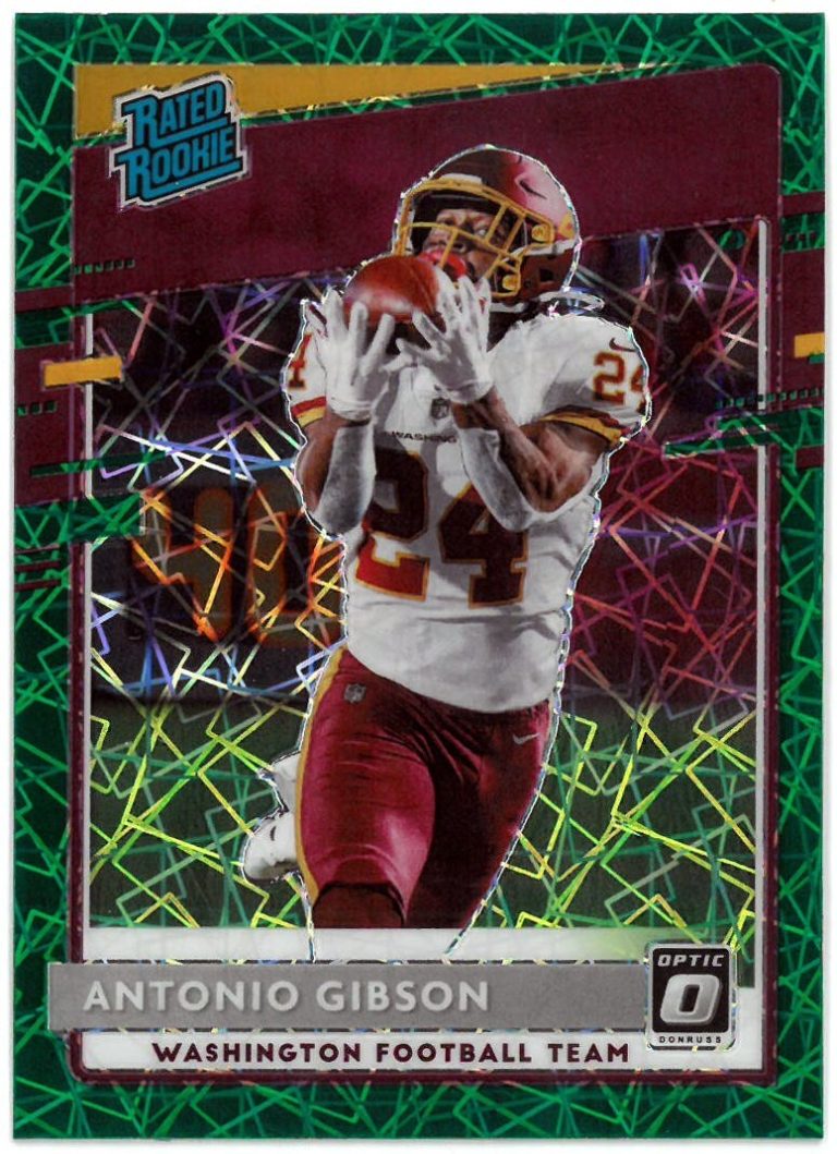 Antonio Gibson 2020 Panini Donruss Optic Green Prizm Laser Rated Rookie Card