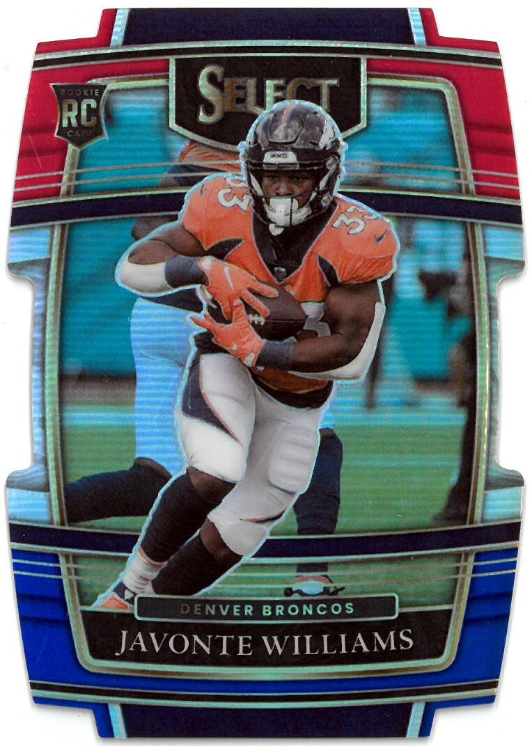 Javonte Williams 2021 Select Concourse Red & Blue Die-Cut Prizm Rookie Card (RC)
