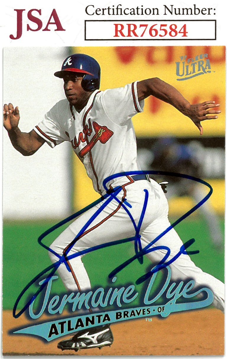 Jermaine Dye signed 1997 Fleer Ultra Baseball On Card Auto #151 Braves - JSA