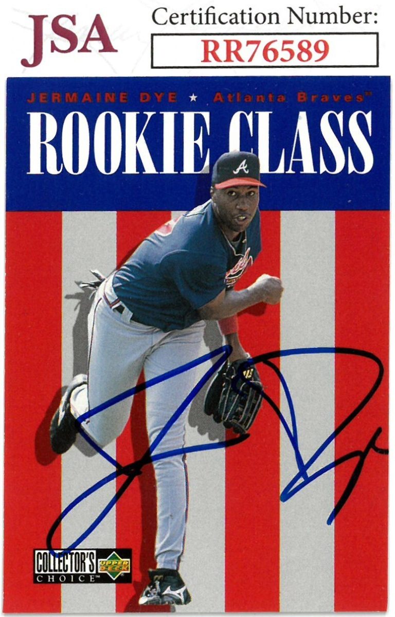 Jermaine Dye signed 1996 Upper Deck Collector's Choice Rookie On Card Auto- JSA
