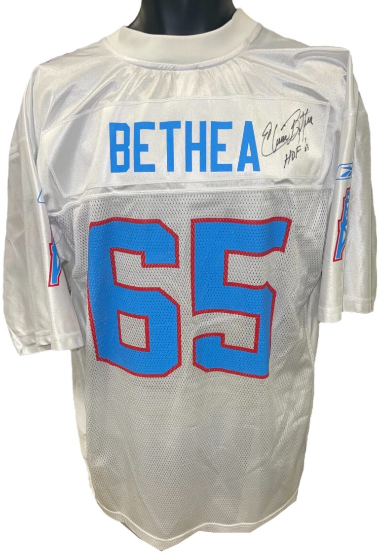 Elvin Bethea Signed Houston Oilers Reebok NFL Rep Jersey/HOF imperfect - Beckett