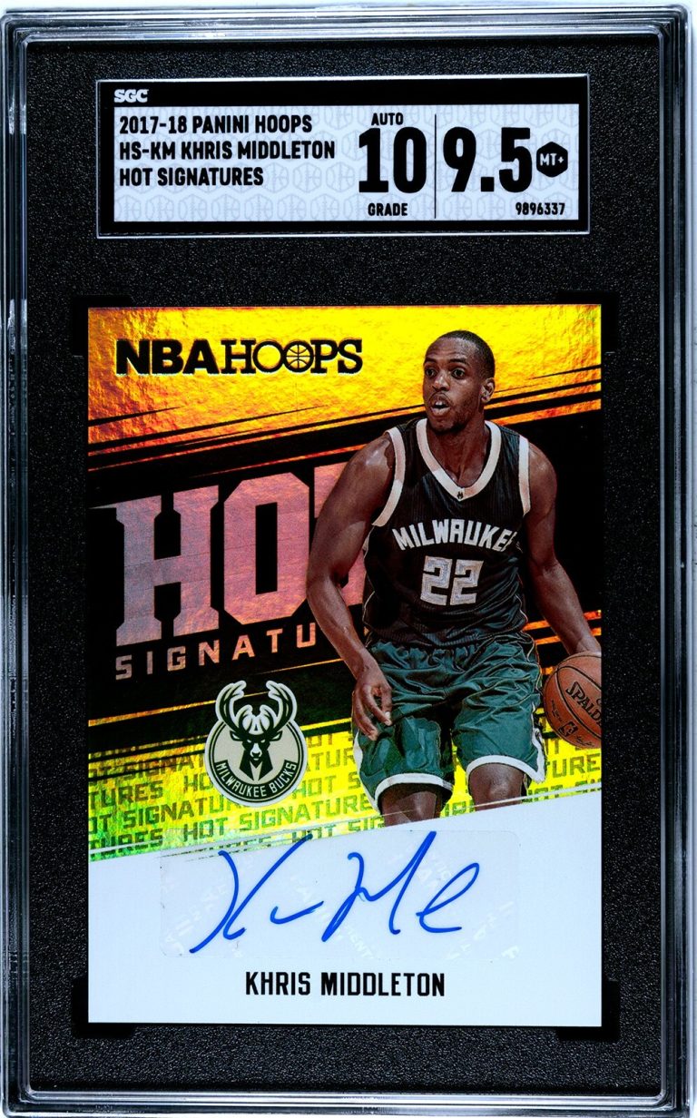 Khris Middleton signed 2017-18 Hoops Hot Signatures (RC)- SGC 9.5 Mint+/10 AUTO
