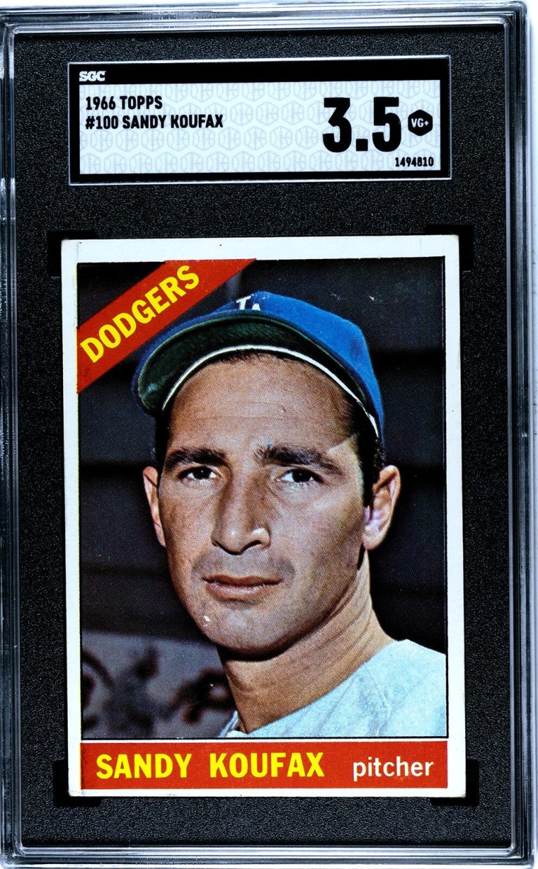 Sandy Koufax 1966 Topps Card #100 - SGC Graded 3.5 VG+ (Los Angeles Dodgers)
