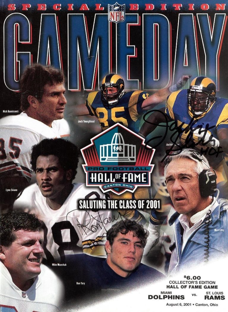 Jackie Slater/Ron Yary Dual Signed 2001 Football HOF Gameday Magazine/Program