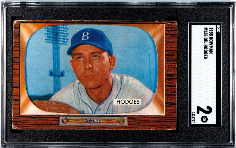 Gil Hodges 1955 Bowman Baseball Card #158- SGC Graded 2 Good