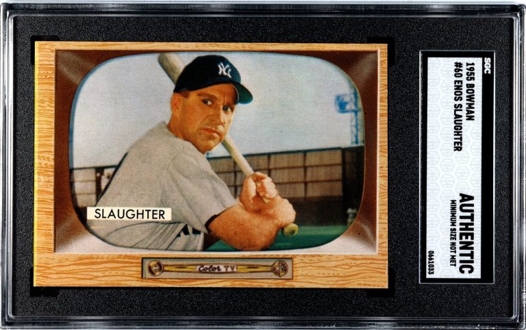 Enos Slaughter 1955 Bowman Baseball Card #60- SGC Slabbed Authentic (Min Size)