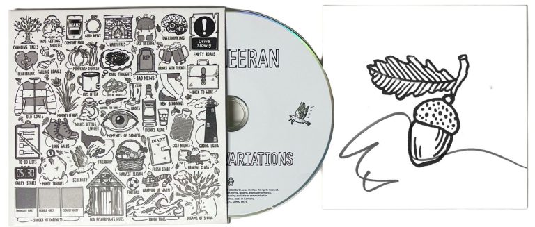 Ed Sheeran signed 2023 Autumn Variations Art Card/Booklet/CD corner bend- COA