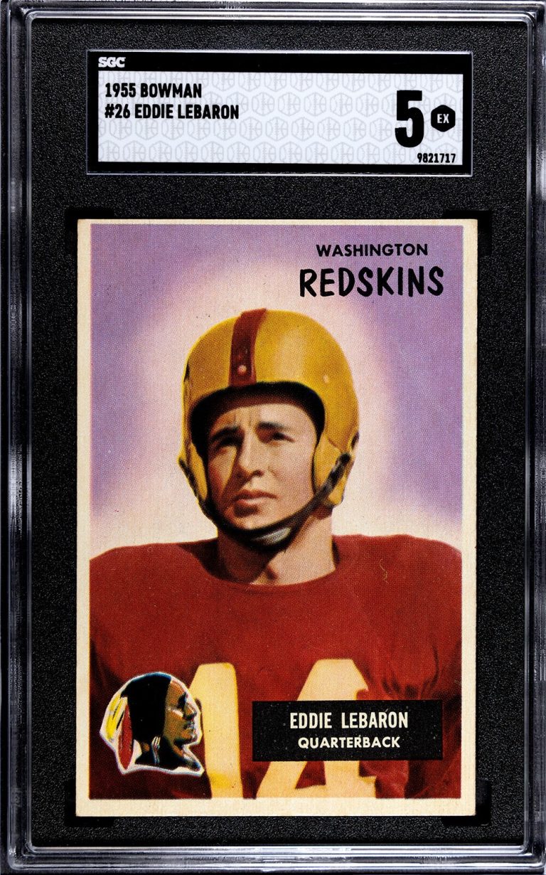 Eddie LeBaron 1955 Bowman Card #26- SGC Graded 5 EX (Washington Commanders)