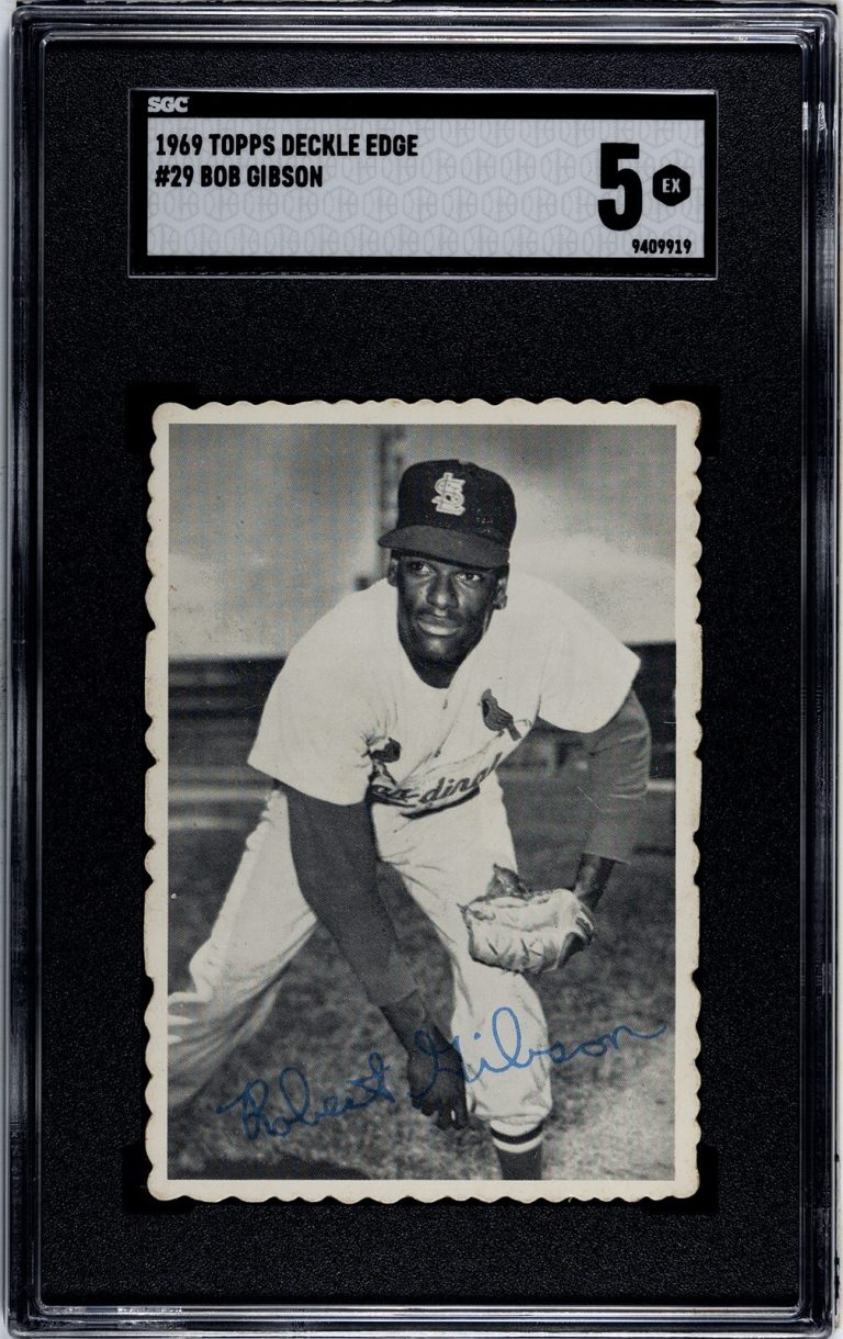 Bob Gibson 1969 Topps Deckle Edge Baseball Card #29- SGC Graded 5 EX