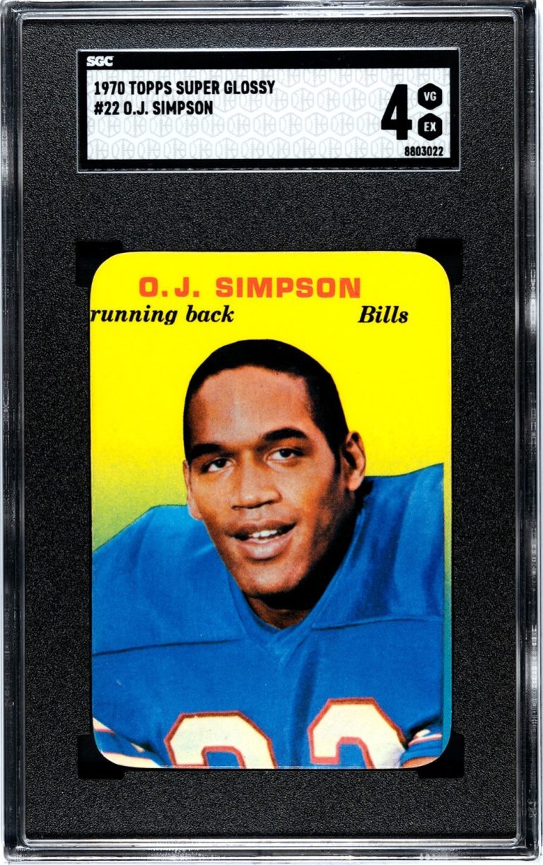 OJ/O.J. Simpson 1970 Topps Super Glossy Card #22- SGC Graded 4 VG-EX