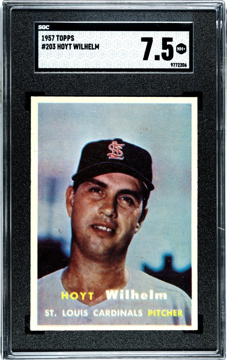 Hoyt Wilhelm 1957 Topps Baseball Card #203- SGC Graded 7.5 NM+