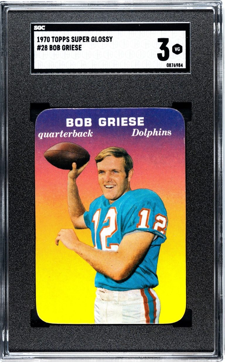 Bob Griese 1970 Topps Super Glossy Card #28- SGC Graded 3 VG (Miami Dolphins)