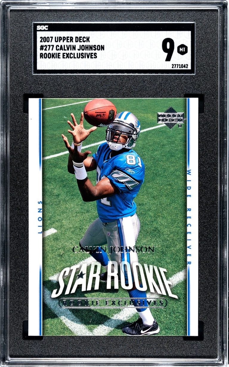 Calvin Johnson 2007 Upper Deck Rookie Exclusives Card (RC) #277- SGC Graded 9 Mi