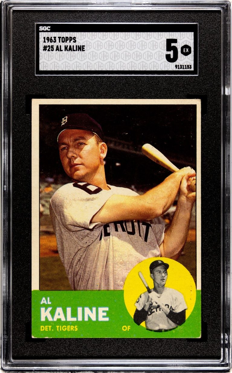 Al Kaline 1963 Topps Baseball Card #25 Detroit Tigers- SGC Graded 5 EX (Centered