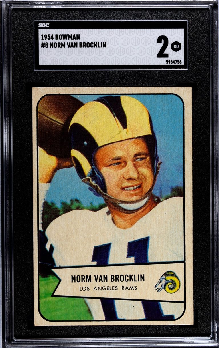 Norm Van Brocklin 1954 Bowman Card #8 Los Angeles Rams - SGC Graded 2 Good