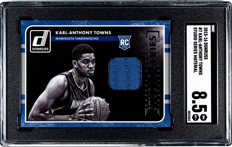 Karl-Anthony Towns 2015-16 Donruss Material Rookie Card (RC) #7- SGC Graded 8.5