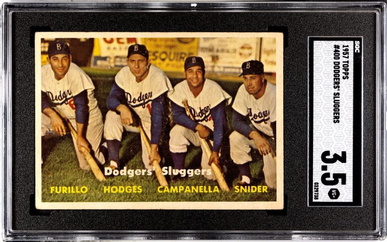 Duke Snider/Roy Campanella 1957 Topps Dodgers' Sluggers Card- SGC Graded 3.5 VG+